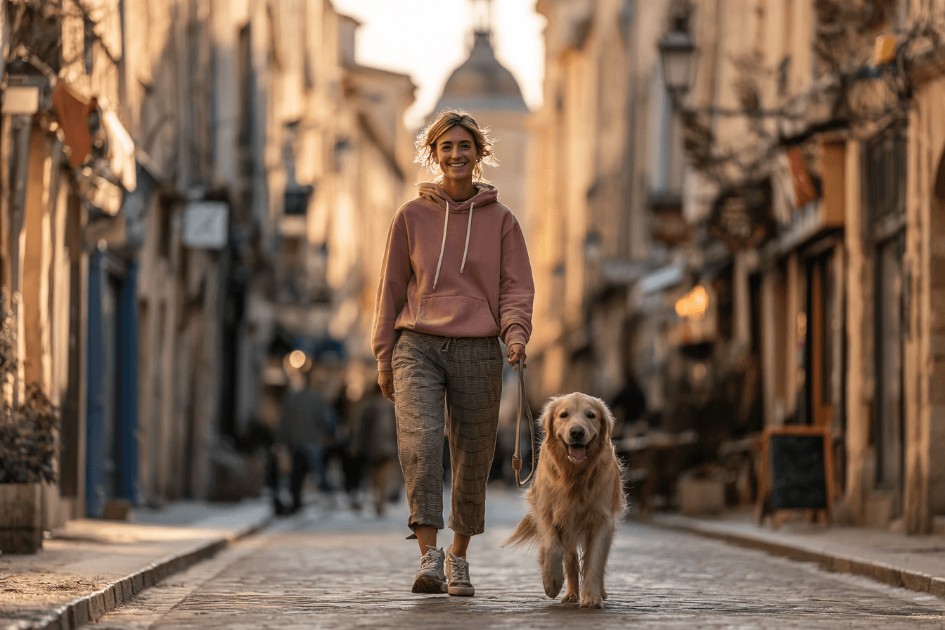 A trainer working with a dog